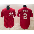 New York Yankees #2 Derek Jeter Red JEROMEN Fashion Cool Base Jersey