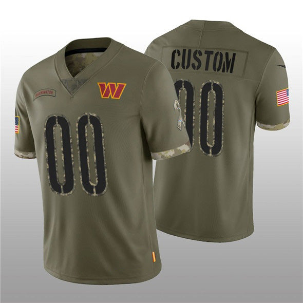 Custom W.Commanders ACTIVE PLAYER 2022 Olive JEROMEN Salute To Service Limited Stitched Jersey