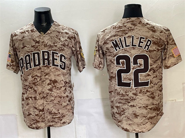 San Diego Padres #22 Mason Miller Tan JEROMEN Camo Cool Base Stitched Jersey