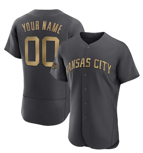 Custom Kansas City Royals Active Player Charcoal JEROMEN 2022 All-Star Flex Base Stitched Jersey 2