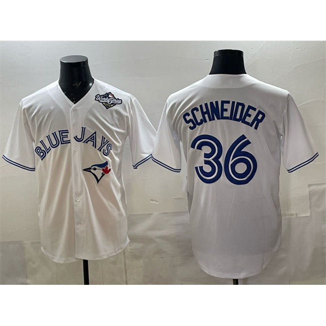 Toronto Blue Jays #36 Davis Schneider White JEROMEN 2025 World Series Home Cool Base Stitched Jersey