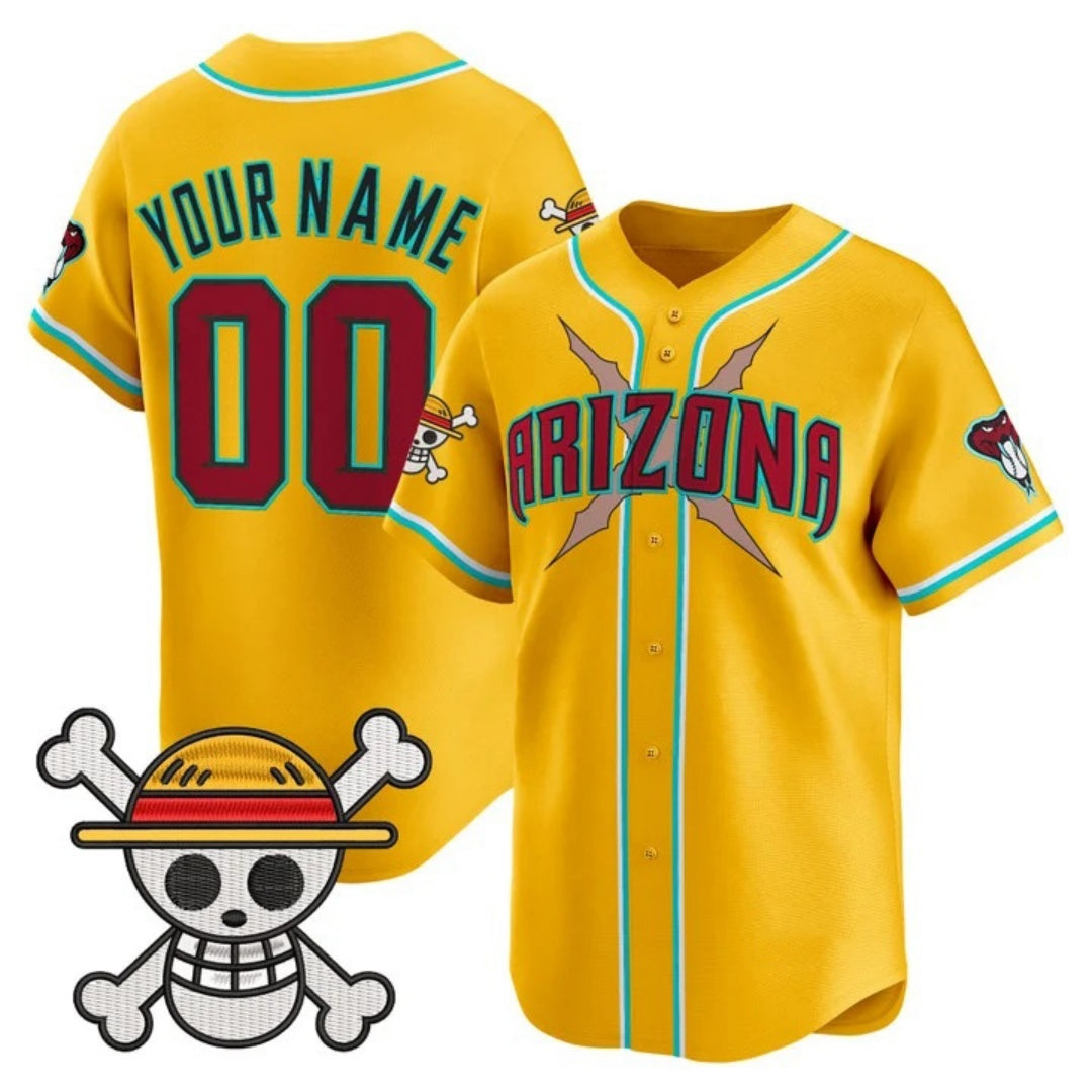 Custom Arizona Diamondbacks x One Piece Gold JEROMEN Vapor Premier Limited Jersey - Stitched
