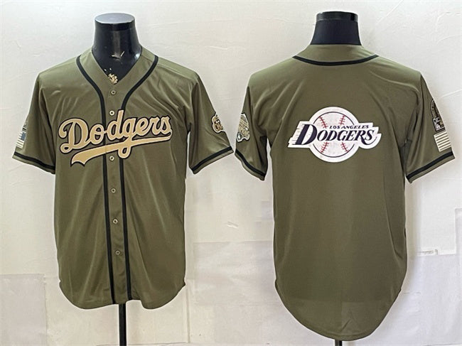 Los Angeles Dodgers Team Big Logo Olive JEROMEN 2026 Armed Forces Day Stitched Jersey 2