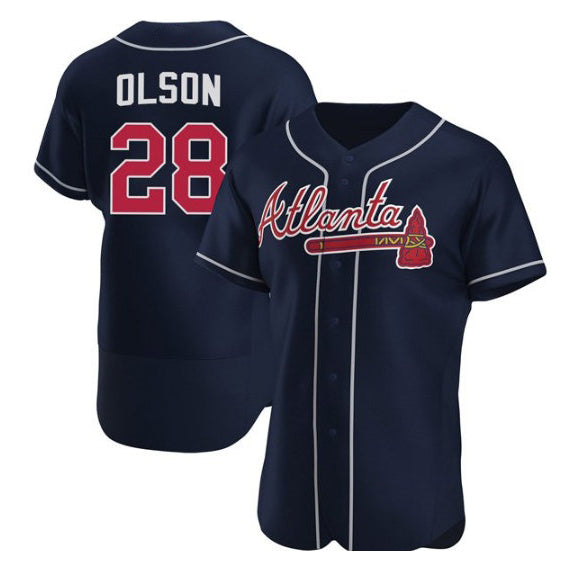 Atlanta Braves #28 Matt Olson Navy JEROMEN Flex Base Stitched Jersey