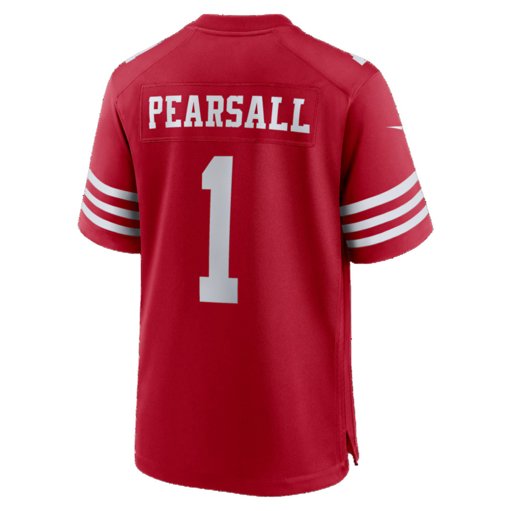 SF.49ers #1 Ricky Pearsall Scarlet 80th Anniversary Game Football Jersey