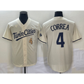 Minnesota Twins #4 Carlos Correa Number Cream JEROMEN 2022 City Connect Cool Base Stitched Jersey