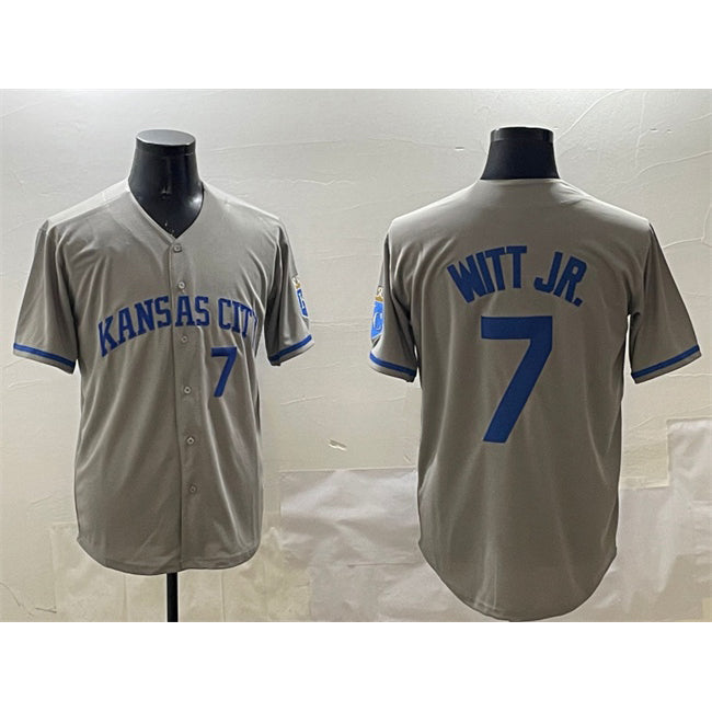 Kansas City Royals #7 Bobby Witt Jr. Gray JEROMEN 2024 Away Limited Stitched Jersey