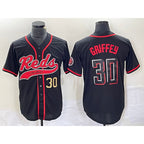 Cincinnati Reds #30 Ken Griffey Jr Number Black JEROMEN 2023 City Connect Cool Base Stitched Jerseys