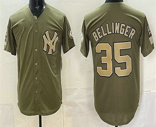 New York Yankees #35 Cody Bellinger Olive JEROMEN 2026 Armed Forces Day Jersey