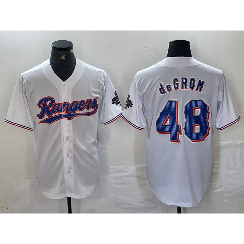Texas Rangers #48 Jacob deGrom White JEROMEN 2024 Gold Collection Limited Cool Base Jersey
