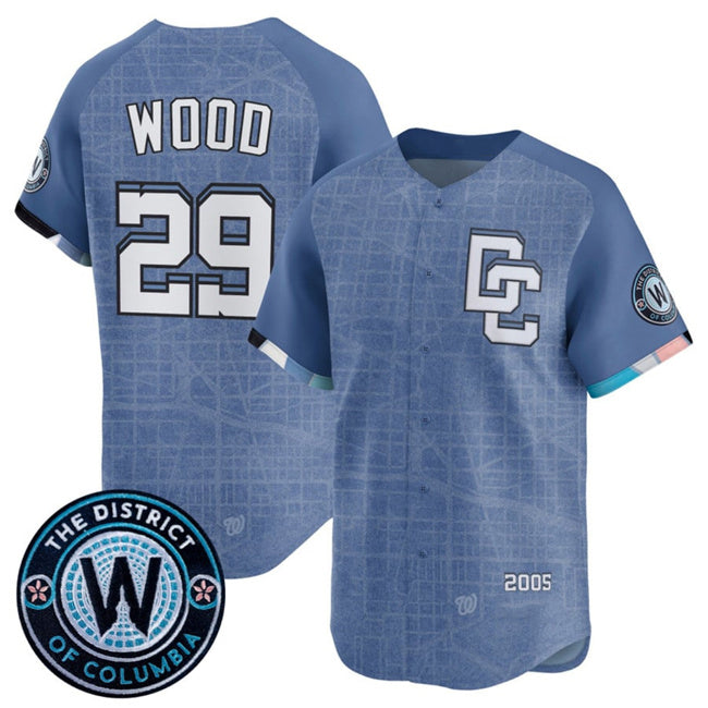 Washington Nationals #29 James Wood Blue JEROMEN 2025 City Connect Limited Stitched Jersey