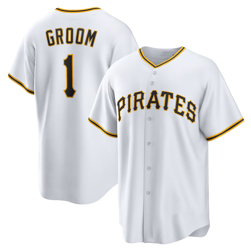 Pittsburgh Pirates #1 Groom Home White JEROMEN Replica Jersey