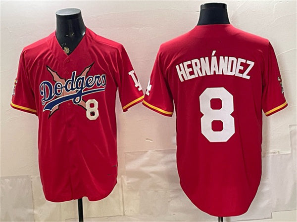 Los Angeles Dodgers x One Piece #8 Enrique Hernandez Red JEROMEN Vapor Premier Limited Stitched Jersey