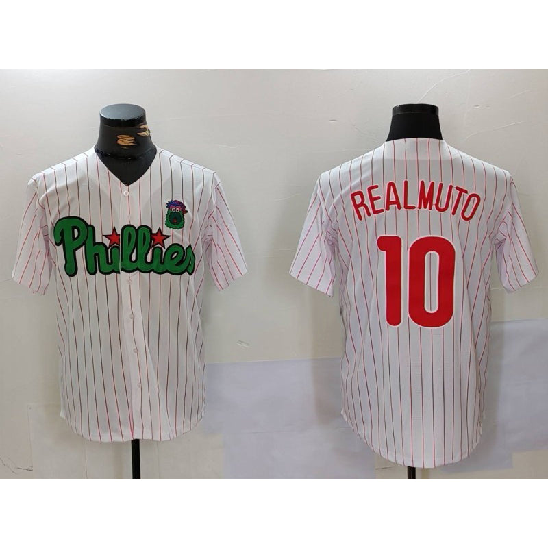 Philadelphia Phillies #10 J.T. Realmuto White Green JEROMEN Cool Base Stitched Jersey 2