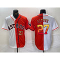 Houston Astros #27 Jose Altuve Number White Orange JEROMEN Split Stitched Jersey