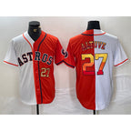 Houston Astros #27 Jose Altuve Number White Orange JEROMEN Split Stitched Jersey