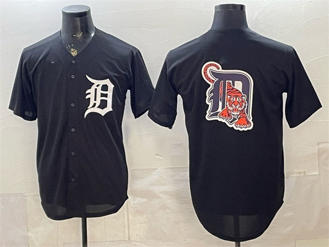 Detroit Tigers Team Big Logo Black JEROMEN Limited Stitched Jersey