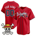 Custom Atlanta Braves x One Piece Red JEROMEN Vapor Premier Limited Jersey - Stitched