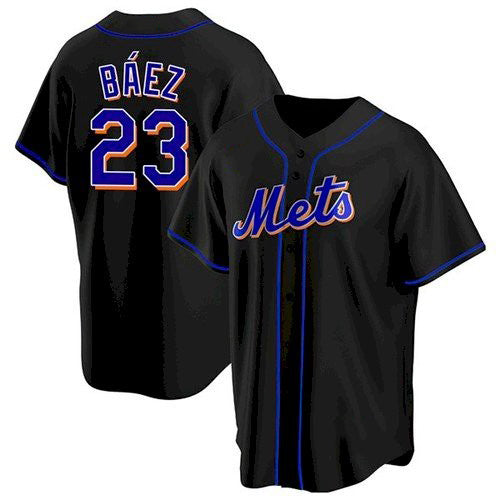 New York Mets #23 Javier Baez Black JEROMEN Replica Jersey