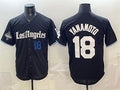 Los Angeles Dodgers #18 Yoshinobu Yamamoto Black JEROMEN 2025 World Series Champions Patch 'Gothic Edition' Vapor Premier Limited Stitched Jersey