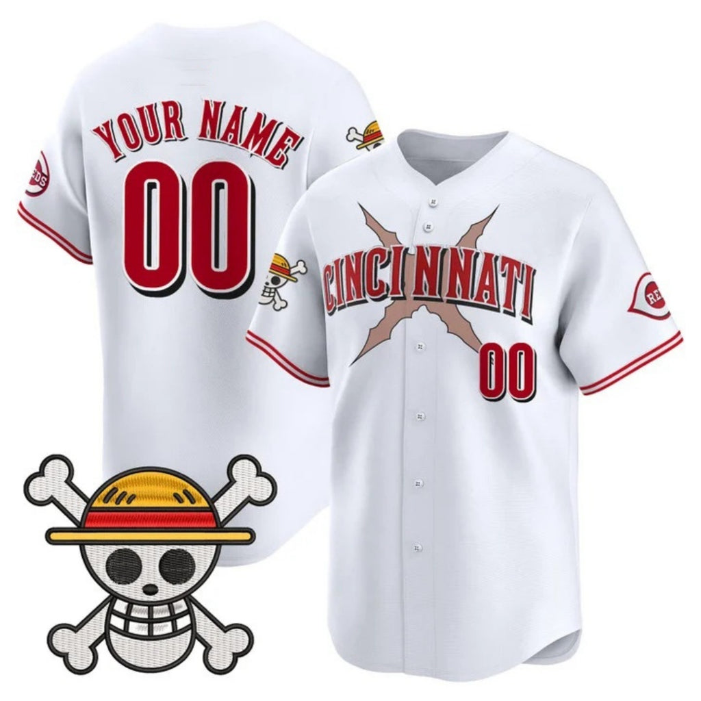 Custom Cincinnati Reds x One Piece White JEROMEN Vapor Premier Limited Jersey - Stitched