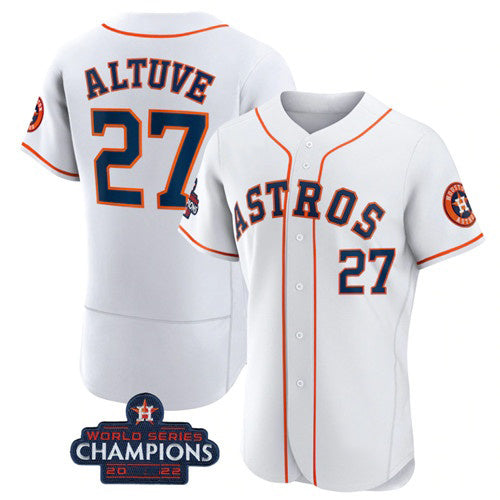 Houston Astros #27 Jose Altuve White JEROMEN 2022 World Series Champions Flex Base Stitched Jersey
