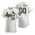 Custom St. Louis Cardinals White JEROMEN Stitched Flex Base Golden Edition Jersey