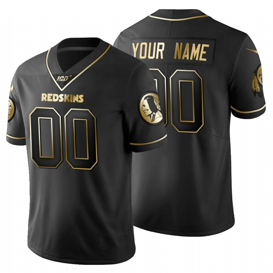Custom W.Redskins Black Golden JEROMEN Limited 100 Jersey