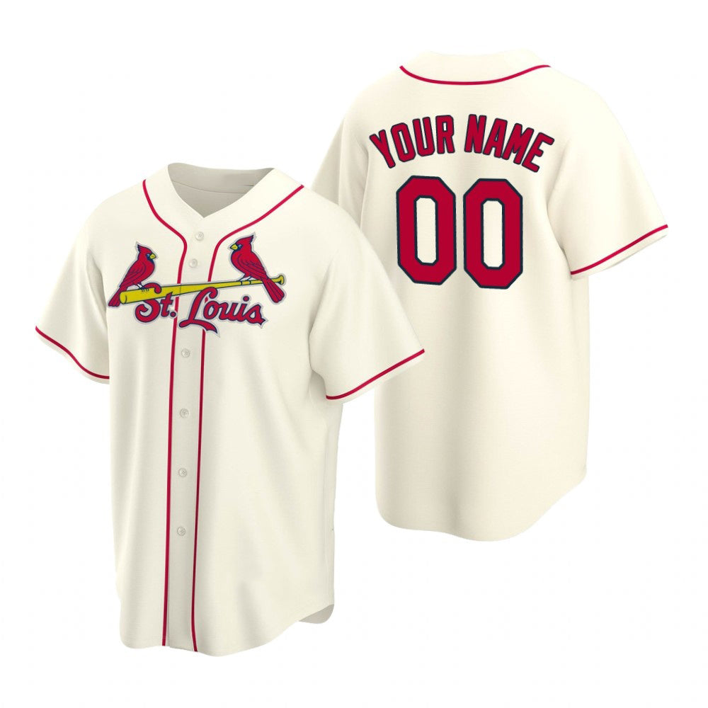 Custom St. Louis Cardinals Cream JEROMEN Stitched Cool Base Jersey