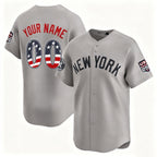 Custom New York Yankees Gray JEROMEN USA 250 Fourth of July Limited Stitched Jersey