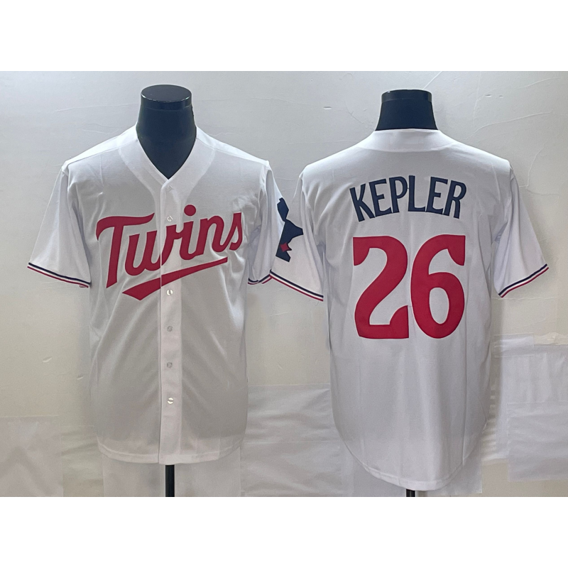Minnesota Twins #26 Max Kepler White Red JEROMEN Stitched Cool Base Jersey