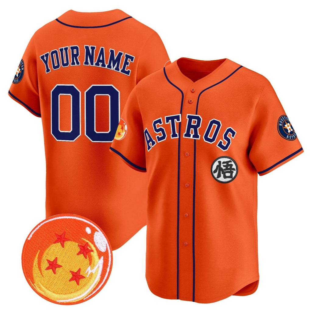 Custom Houston Astros x Dragon Ball Orange JEROMEN Vapor Premier Limited Jersey - All Stitched