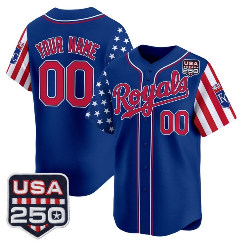 Custom Kansas City Royals America 250 Edition Vapor Premier Limited Royal JEROMEN Stitched Jerseys