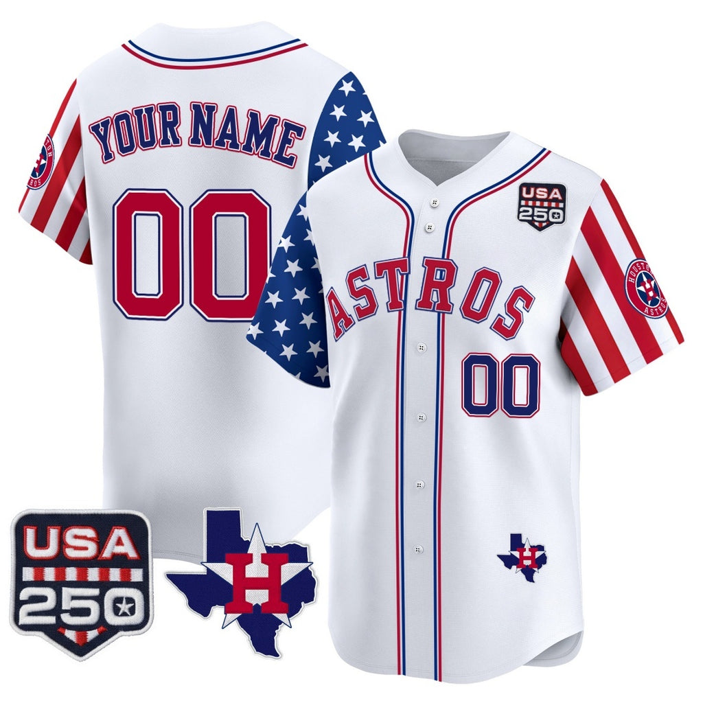 Custom Houston Astros America 250 Edition Vapor Premier Limited White JEROMEN Stitched Jerseys