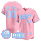 Custom Los Angeles Dodgers Vin ITFDB Patch Bubblegum Pink Vapor Premier Limited Jersey ¨C All Stitched-Pink JEROMEN