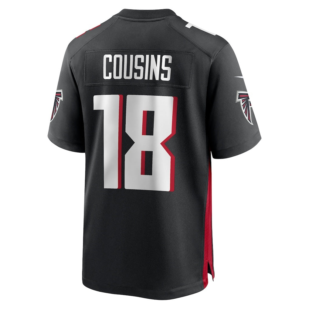 A.Falcons #18 Kirk Cousins Black JEROMEN Game Player Jersey