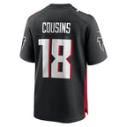 A.Falcons #18 Kirk Cousins Black JEROMEN Game Player Jersey