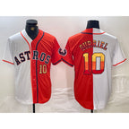 Houston Astros #10 Yuli Gurriel White Orange JEROMEN Split Stitched Jerseys