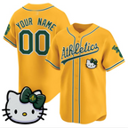 Custom Oakland Athletics Active Player Gold JEROMEN Hello Kitty Vapor Premier Limited Stitched Jersey