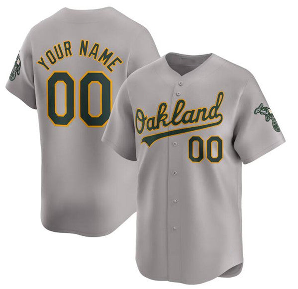 Custom Oakland Athletics Active Player Gray JEROMEN Away Limited Stitched Jersey