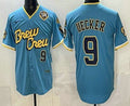 Milwaukee Brewers #9 Bob Uecker Blue JEROMEN City Connect Limited Jersey