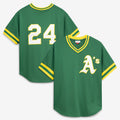 Oakland Athletics #24 Rickey Henderson Mitchell & Ness Green JEROMEN Authentic Batting Practice Jersey 2