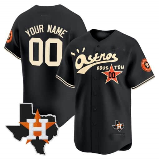 Custom Houston Astros Cactus Jack Style Vapor Premier Limited Jersey ¨C Black JEROMEN