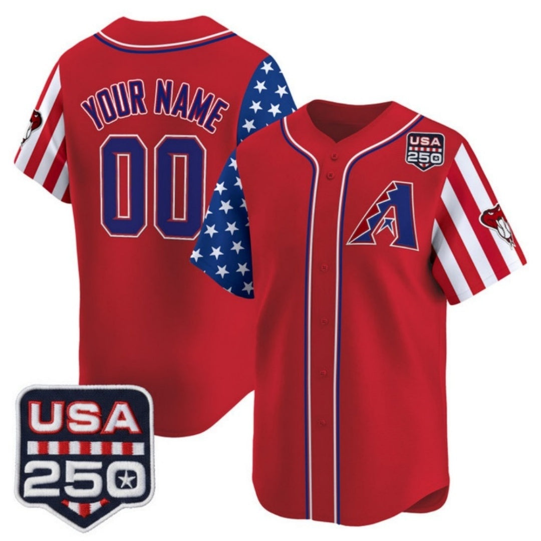 Custom Arizona Diamondbacks America 250 Edition Vapor Premier Limited Red JEROMEN Stitched Jerseys