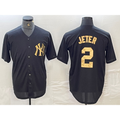 New York Yankees #2 Derek Jeter Black White JEROMEN Cool Base Stitched Jersey