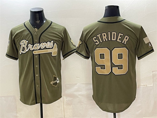 Atlanta Braves #99 Spencer Strider Olive JEROMEN 2026 Armed Forces Day Stitched Jersey