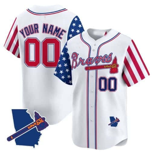 Custom Atlanta Braves White JEROMEN 2024 Independence Day Vapor Premier Limited Jersey V2 ¨C All Stitched