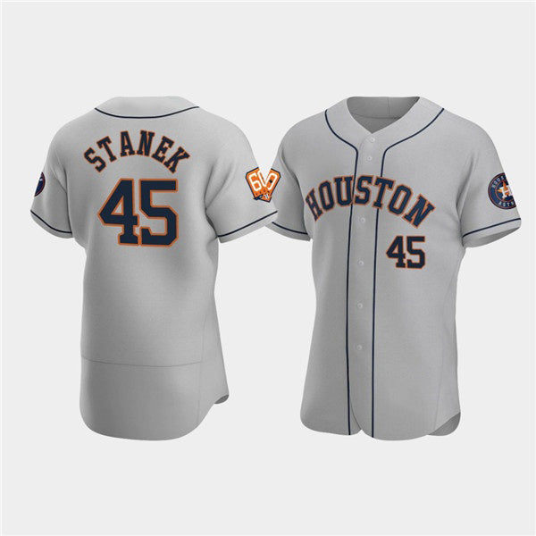 Houston Astros #45 Ryne Stanek Gray JEROMEN 60th Anniversary Flex Base Stitched Jersey