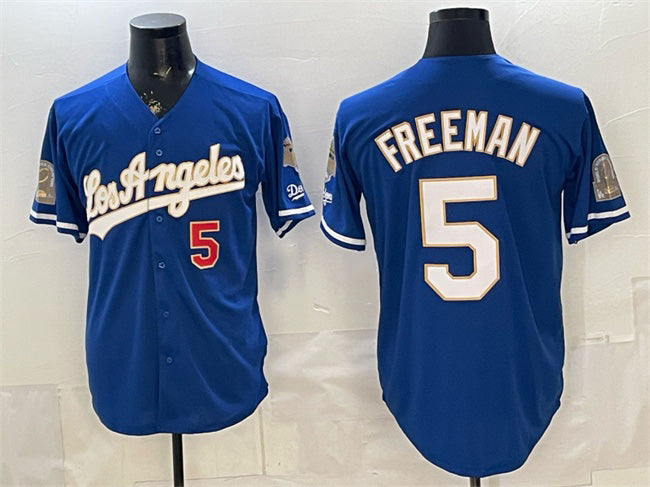 Los Angeles Dodgers #5 Freddie Freeman Royal JEROMEN 2026 Gold Collection 9x & B2B Champs Patch Stitched Jersey