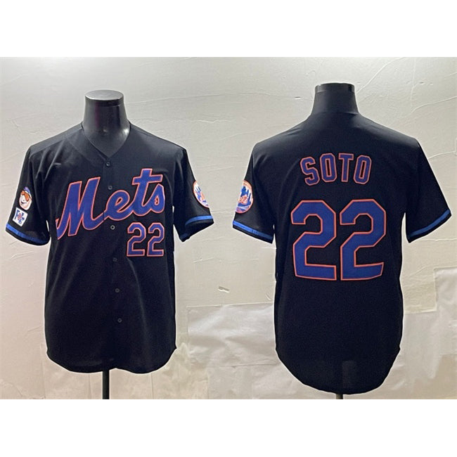 New York Mets #22 Juan Soto Black JEROMEN 2025 Spring Training Cool Base Stitched Jersey